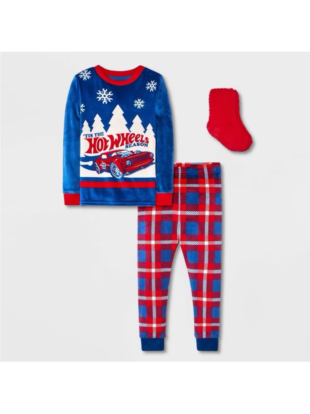 NEW 4T Toddler Boys' Hot Wheels Snuggly Soft Pajama Set with Socks Pants Cozy